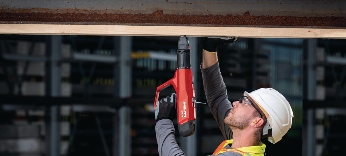 Installing wood to steel with powder-actuated tool DX 6 MX and X-U universal nail