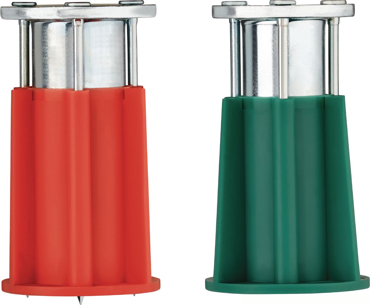 Combined Still life photo of the green and red KCCM-WF Kwik Cast Connect (multi-thread) cast-in-place anchor