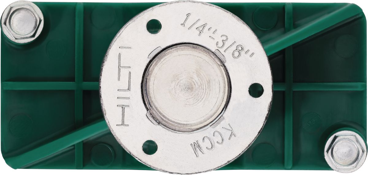 Still life picture of the green KCCM-MD S Kwik-Cast Connect (multi-thread ) cast-in-place anchor, short plate