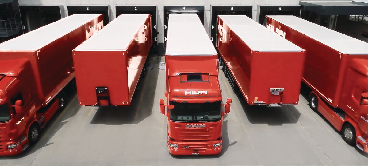 Cropped image of Hilti Trucks at Logistics Center