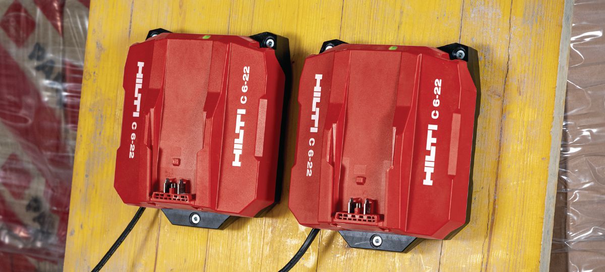 C6-22 charger mounted on a board