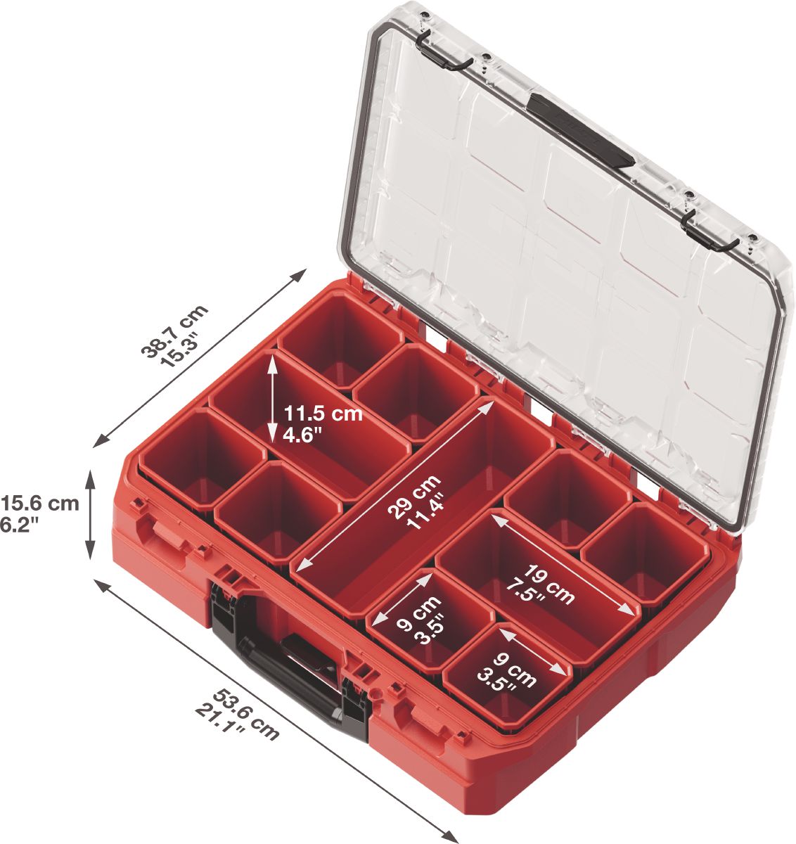 Still life image of PKO 17 tool box with dimensions.