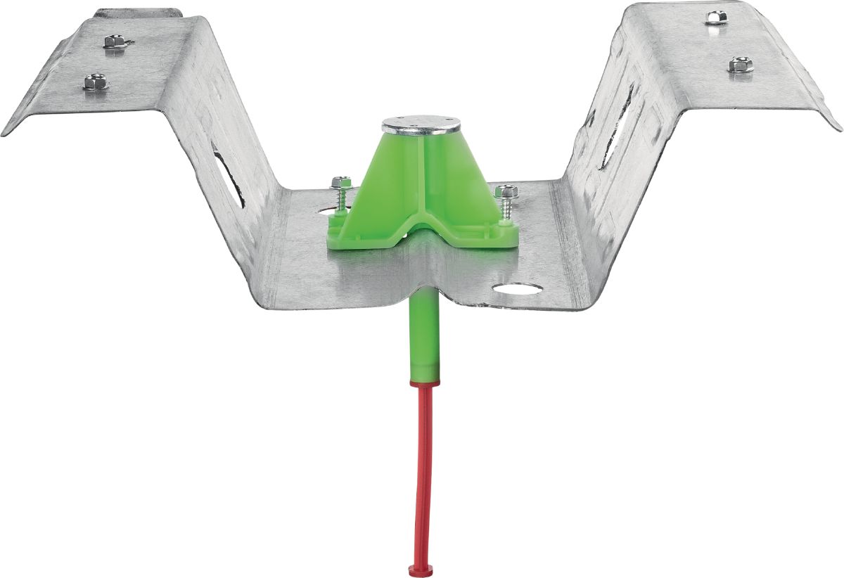 KCM-MD Short Plate installed in lower flute of metal deck